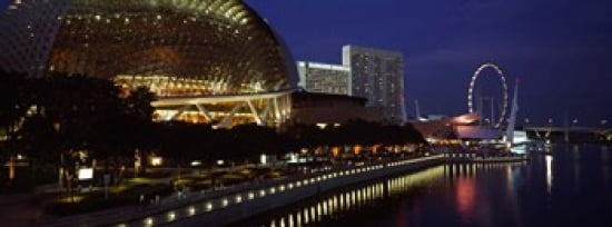 Concert hall at the waterfront Esplanade Theater The Singapore Flyer Singapore River Singapore Canvas Art - Panoramic Images (36 x 13)