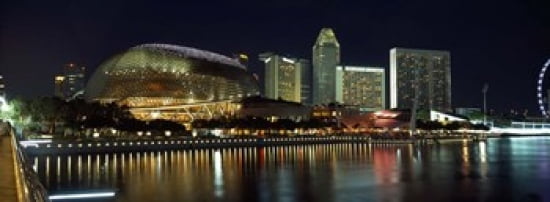 Concert hall at the waterfront Esplanade Theater The Singapore Flyer Singapore River Singapore Canvas Art - Panoramic Images (36 x 13)