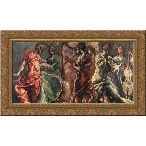 Concert of Angels 24x16 Gold Ornate Wood Framed Canvas Art by El Greco