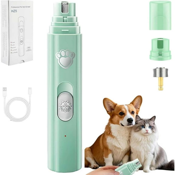 Concertchop Dog Nail Grinder, 3 Grinding Modes & 2 Levels, Smart LED Pet Grinder - See Blood Vessels, USB Rechargeable, Zero Ouch, for All Dogs & Cats, Pet Paws Grooming Smoothing Tool (Green)