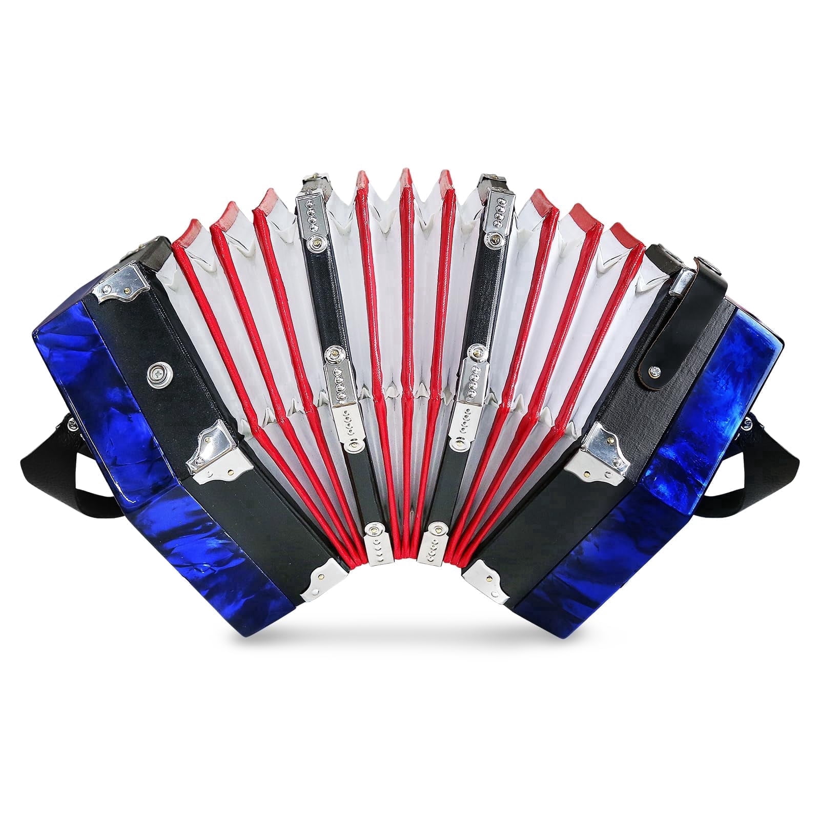 Concertinas,20-Key Accordion for Adults, Professional Accordion for Beginners, Adjustable Hand Straps, Instrument Accessories (Blue)