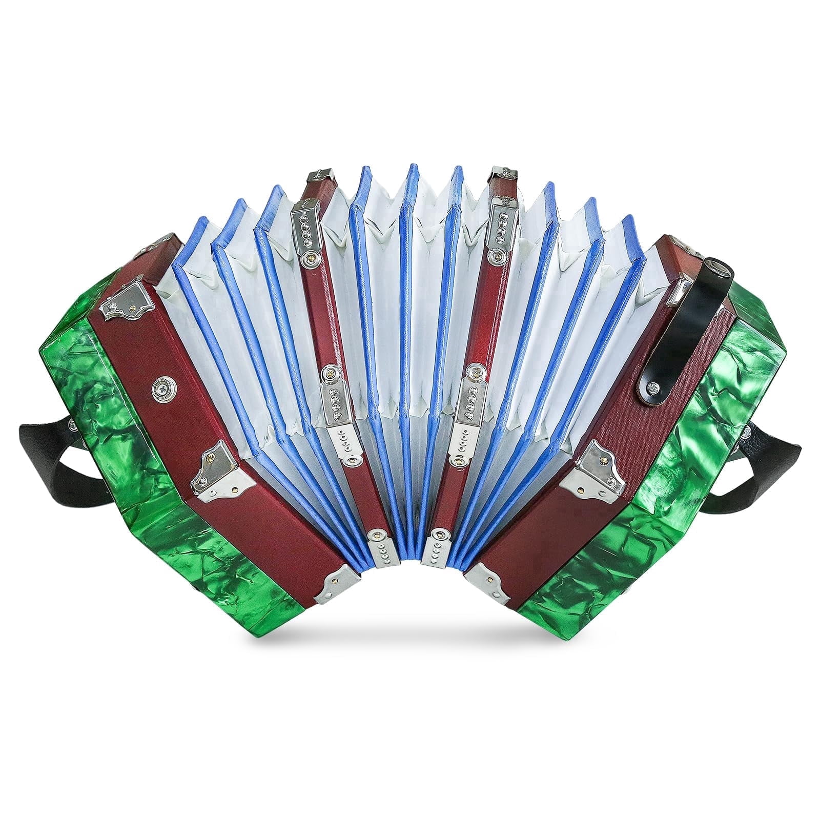 Concertinas,20-Key Accordion for Adults, Professional Accordion for Beginners, Adjustable Hand Straps, Instrument Accessories (Green)