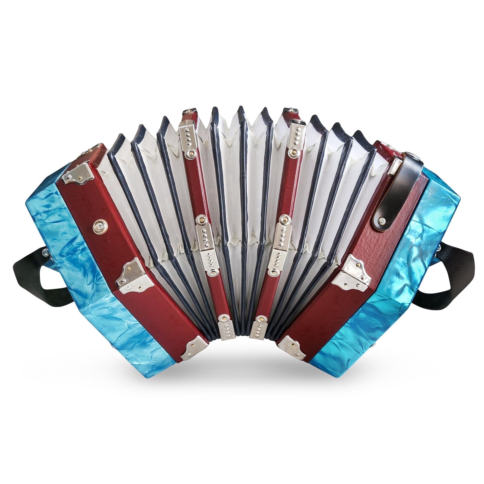 Concertinas,20-Key Accordion for Adults, Professional Accordion for Beginners, Adjustable Hand Straps, Instrument Accessories (Sky Blue)