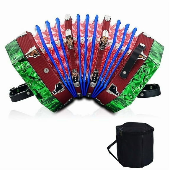 Concertinas,20-Key Accordion for Adults, Professional Accordion for Beginners, Adjustable Hand Straps, Instrument Accessories (Green)