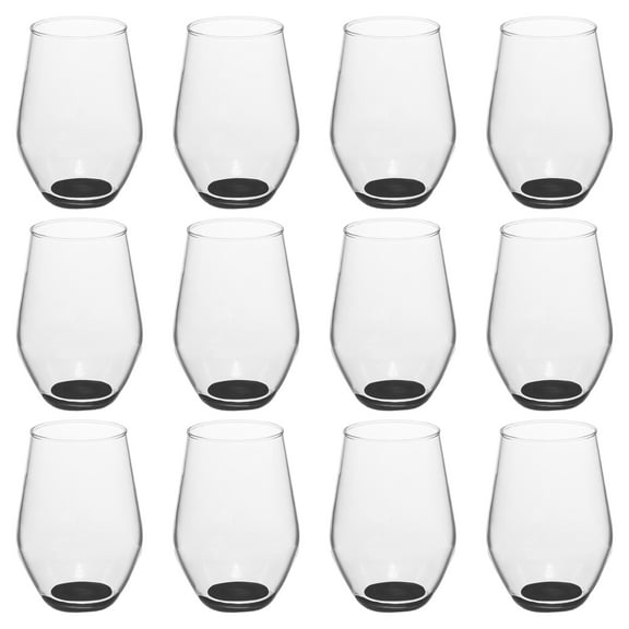 Concerto Stemless Wine Glasses 11 oz. Set of 12, Bulk Pack - Restaurant Glassware, Perfect for Red Wine, White Wine or Cocktails - Black