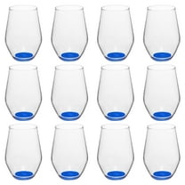 Concerto Stemless Wine Glasses 11 oz. Set of 12, Bulk Pack - Restaurant Glassware, Perfect for Red Wine, White Wine or Cocktails - Blue