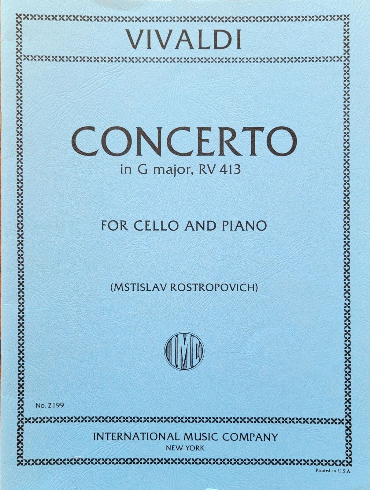 Concerto in G Major, RV. 413 for Cello (IMC # 2199)