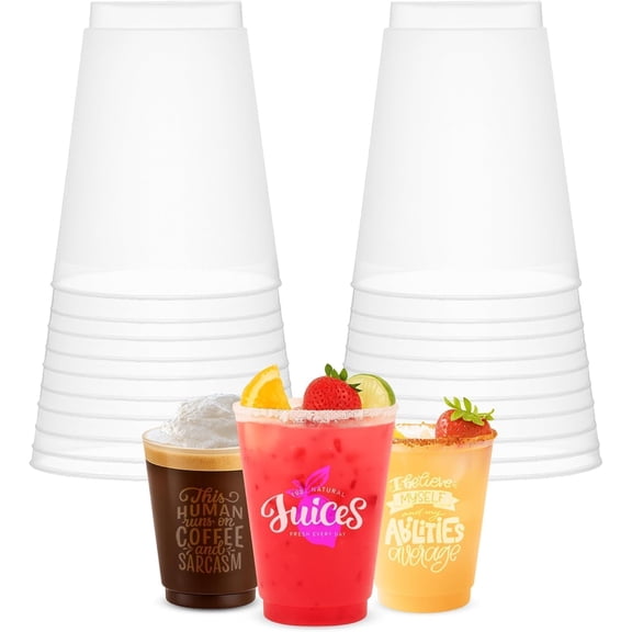 Concession Essentials 16oz Frost Flex Plastic Cups Shatterproof Reusable Drinkware for Parties, Weddings & Events 25 Pack