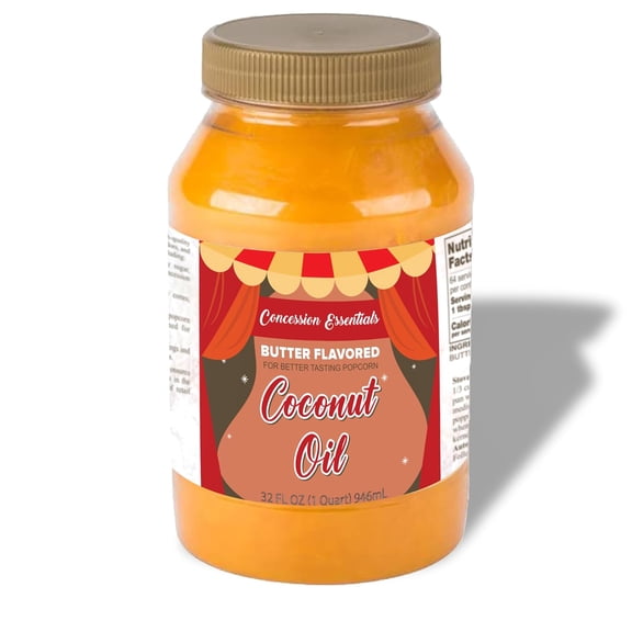 Concession Essentials- 32oz Buttery Popcorn Coconut Oil - Pack of 1ct (Better Tasting Popcorn)