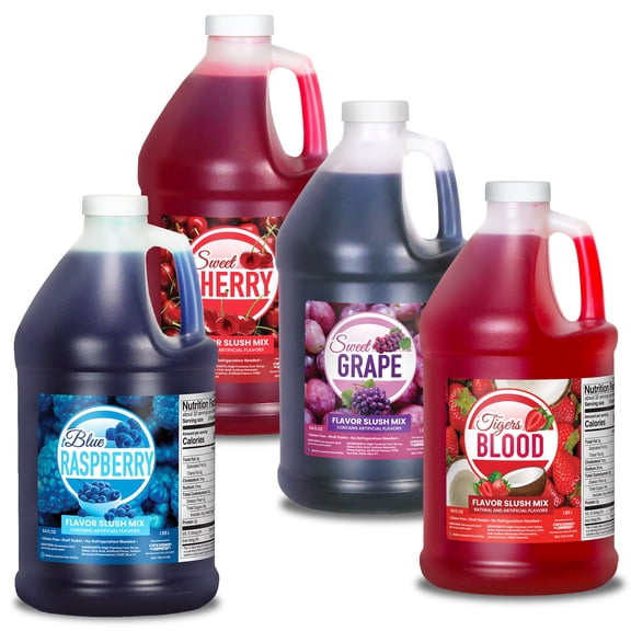 Concession Express Slush & Slushy Mix Two Pack, 64 oz, Blue Raspberry & Cherry