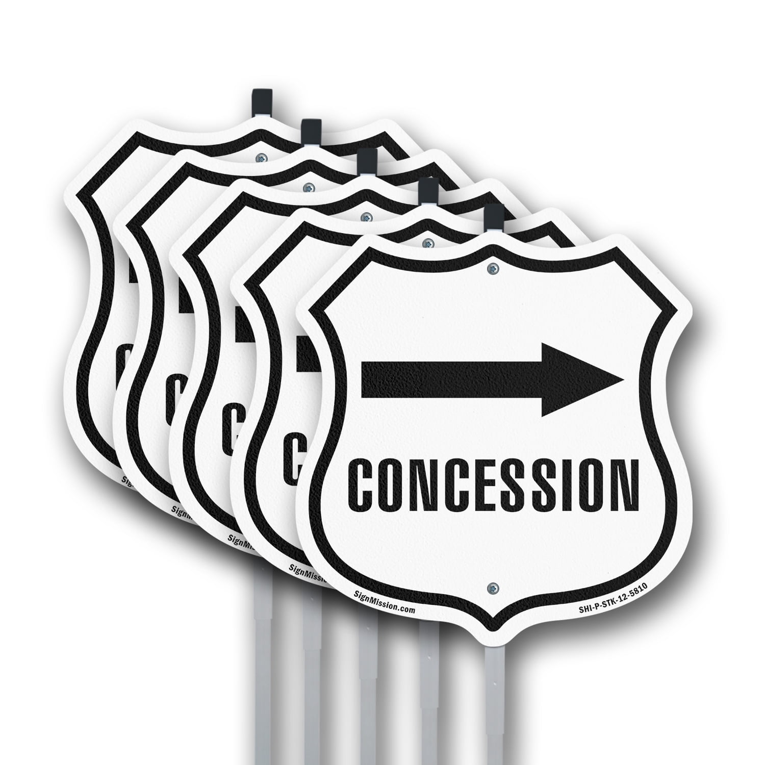 Concession Right (5 Pack) 12 inch X 12 inch Shield Shaped Commercial ...
