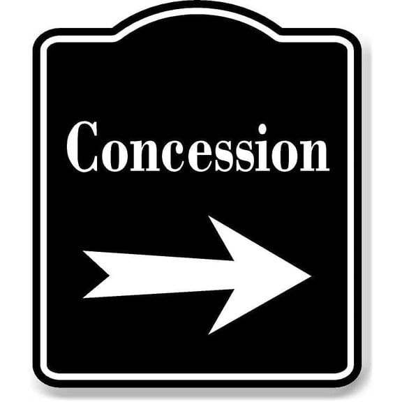 Concession Right Arrow BLACK Aluminum Composite Sign, 8.5"x10"