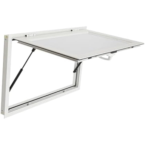 Concession Window - 36" x 24" Aluminum Alloy Concession Stand Serving Window Door - with Awning Door & Drag Hook - Service Window Up to 80 Degrees - for Food Trucks Concession Trailers