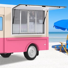 Concession Window 45 x 30in, Concession Stand Serving Window Food Truck Window with 4 Horizontal Sliding Screen Windows & Awning Door & Drag Hook for Food Trucks or Trailer (45 x 30in)
