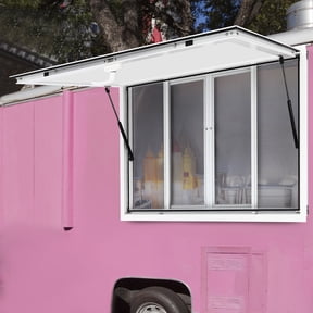 Concession Window, 48"x30", Concession Stand, Food Truck Service Window with 4 Horizontal Sliding Screen Windows, Awning Door, Drag Hook, Serving Window for Food Trucks Concession Trailers