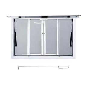 Concession Window, Aluminum Alloy Concession Serving Window with 4 Horizontal Sliding Screen Windows & Awning Door & Drag Hook, Stand Serving Window for Food Trucks Concession