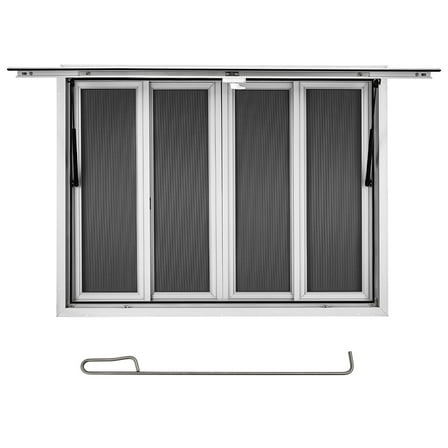 Concession Window,Serving Window for Food Truck,36" x 36" Rainwater Resistant Awning Up to 85 Degrees Food Trailer,Aluminum Alloy Food Truck Window with 4 Horizontal Sliding Mesh Screen Windows