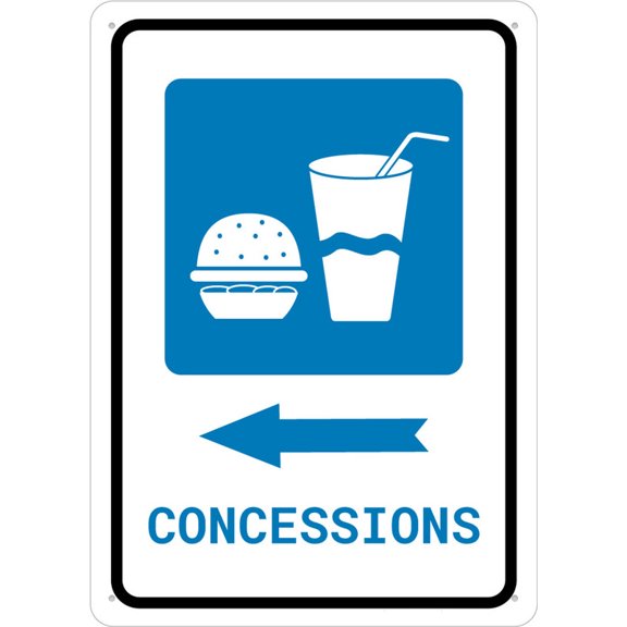 Concessions Left Arrow Sign Aluminum 8X12 Inch Uv Ink Printed For House And Business