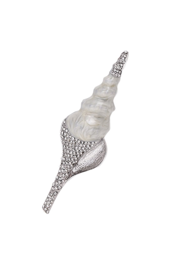 High End Conch Pin Sophisticated Rhinestones Embellished Design Compact Brooch Pin For Casual Formal Attire