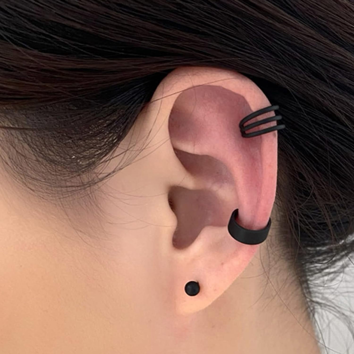Conch Ear Earrings Piercing Cartilage Clip Earrings Helix Earrings Statement Earrings Jewelry Women Boho Top Cuffs Hoop Stud Black No Fake Crawler Climber Cuffs Wrap Cuffs for plus[s797]