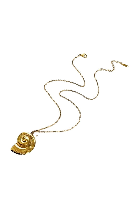 Conch/Fish Pendant Necklace Stainless Steel Neck Chain Travel Beach Jewelry Stackable Design Lightweight Comfort