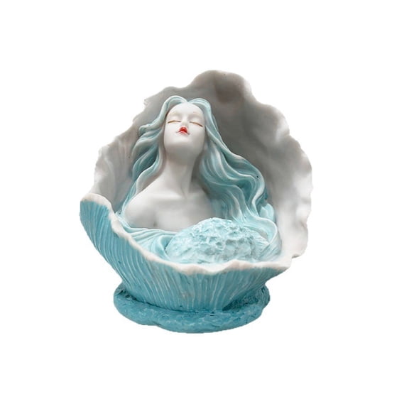 Conch Girl Statue Decors Ornament Modern Home Decors Collectable Figurines for Living Room Office Aquariums Decorations
