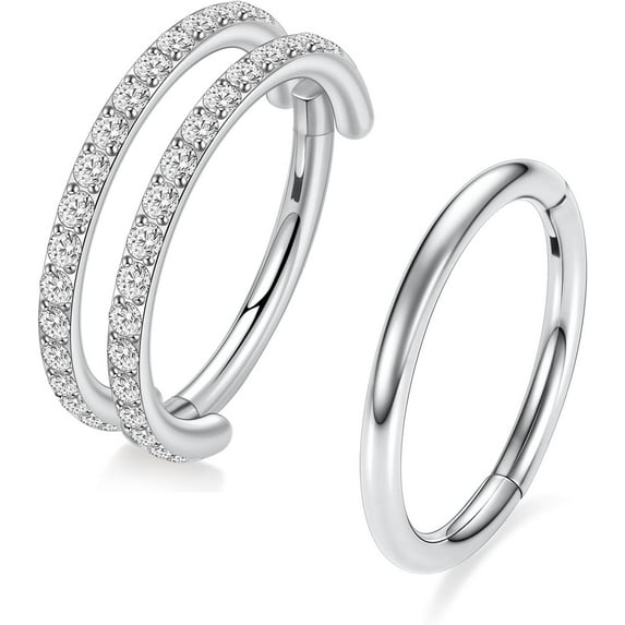 Conch Piercing Jewelry 16g Septum Jewelry Conch Hoop Daith Earrings Surgical Steel Clicker Hoop CZ Lip Rings with CZ Helix Rook Cartilage Piercing Jewelry