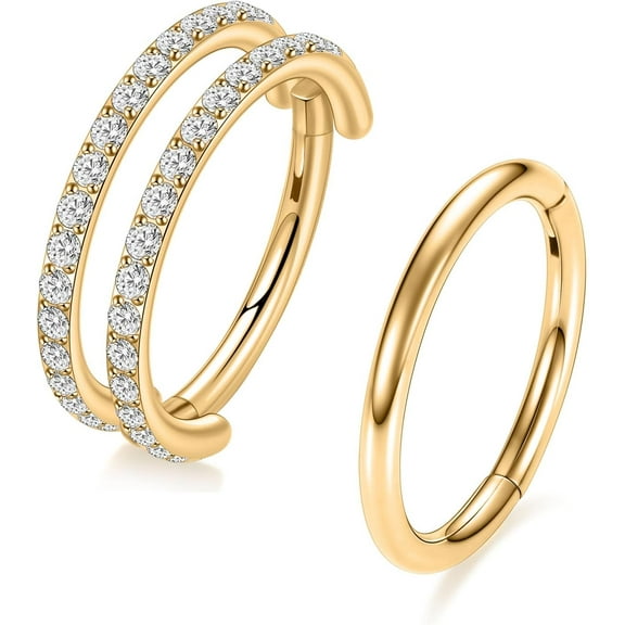 Conch Piercing Jewelry 16g Septum Jewelry Conch Hoop Daith Earrings Surgical Steel Clicker Hoop CZ Lip Rings with CZ Helix Rook Cartilage Piercing Jewelry