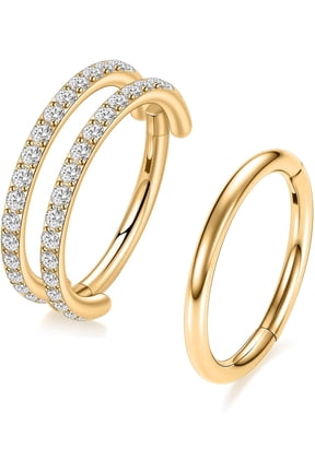 Conch Piercing Jewelry 16g Septum Jewelry Conch Hoop Daith Earrings Surgical Steel Clicker Hoop CZ Lip Rings with CZ Helix Rook Cartilage Piercing Jewelry
