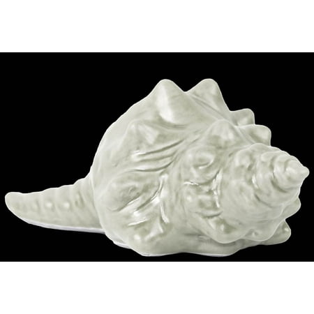 Urban Trends Collection Glossy White Finish Ceramic Crown Conch Shell Figurine