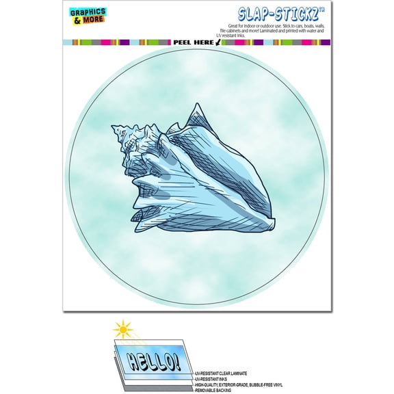 Conch Seashell Ocean Sea Creature Beach - Circle SLAP-STICKZ(TM) Premium Sticker