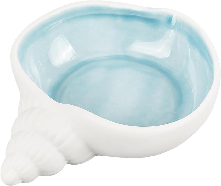 Conch Shape Ceramic Jewelry Tray Light Sky Blue Trinket Dish Ceramic ...