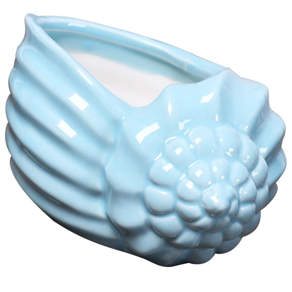 Conch Shaped Flowerpot Plant Decor Decorative Wave Pattern Pots Blue
