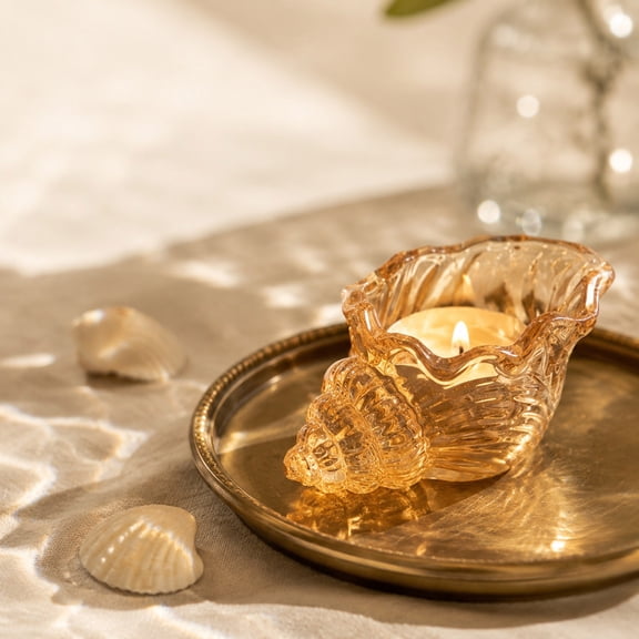 Conch Shaped Glass Decorative Tray Shell Trinket Dish Ocean Style Jewelry Storage Organizer Bathroom Vanity Home Decor Coastal Accent Gift Tabletop Ornament Display Centerpiece Keepsake