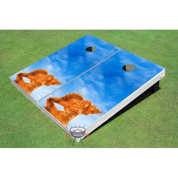 Conch Shell Beach Theme Cornhole Boards