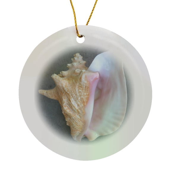 Conch Shell, Circle Porcelain Ornament
