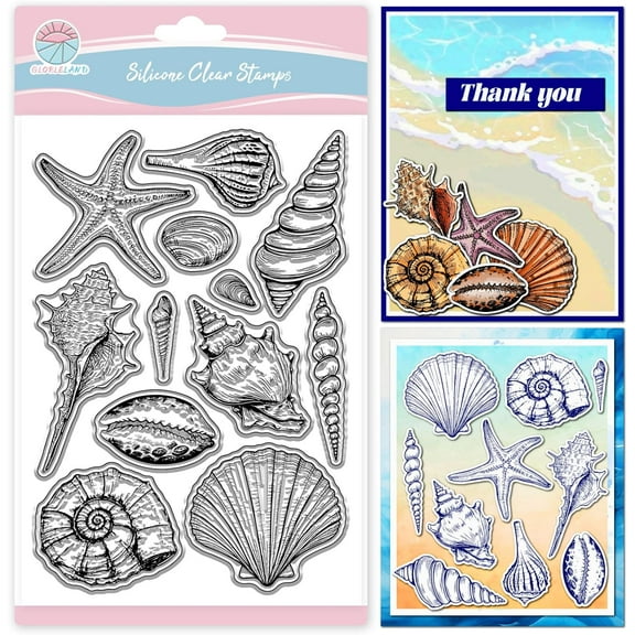 Conch Shell Clear Stamps for Scrapbooking Starfish Silicone Stamps Summer Beach Transparent Stamp for Card Making DIY Embossing Journaling