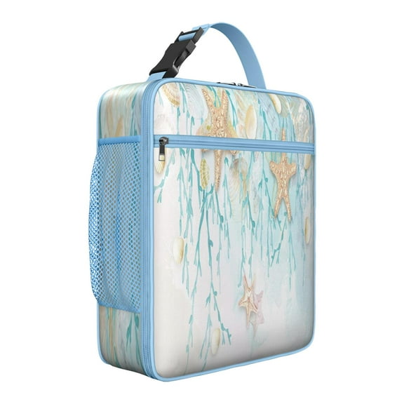 Conch Shell Design Insulated Lunch Box, Ocean Life Collection Reusable Lunch Bag for , , School Use, Leakproof Soft for Men, Women, Work Office, Compact with Interior and Exterior Pockets