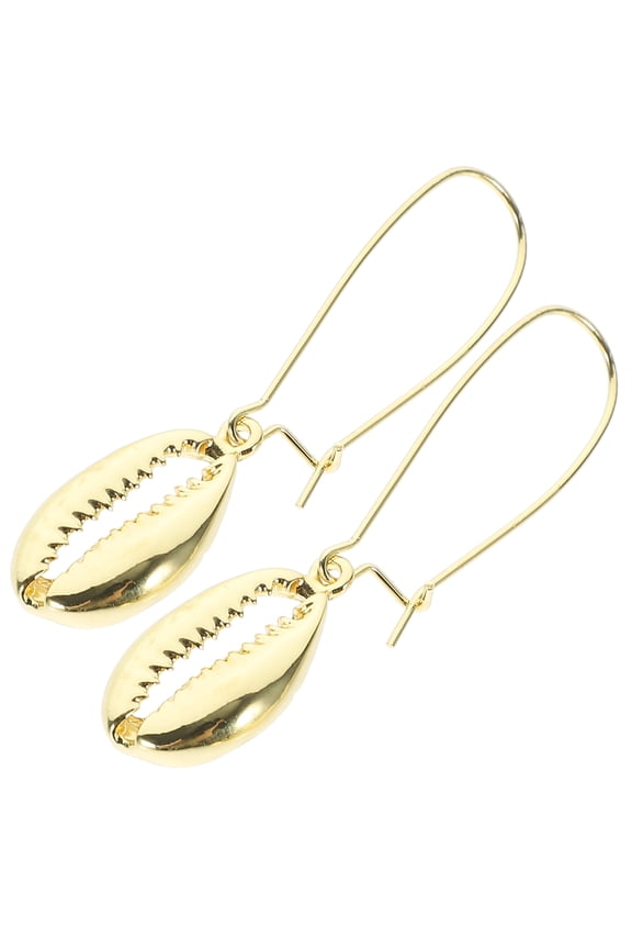 Conch Shell Earrings Golden Dangler Jewelry Bohemia Style Accessory for Work Shopping and Parties