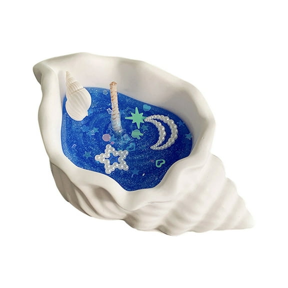 Conch Shell Scented Candle, Non-Toxic Natural Handmade Sea Fragrance, Art Ornaments for Home Decor, Long Burn Time - Blue
