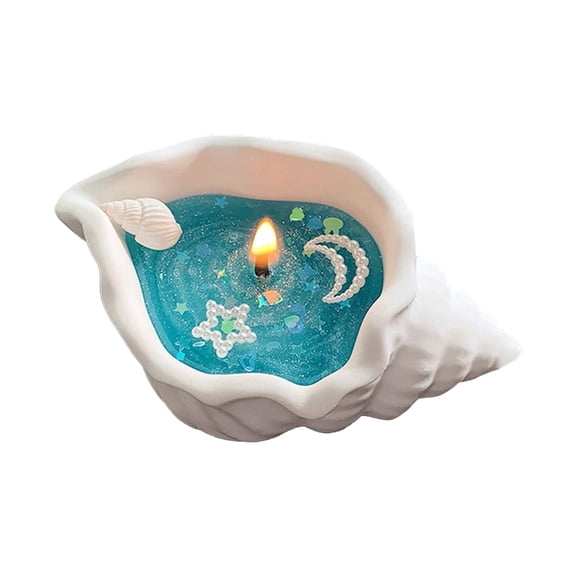 Conch Shell Scented Candle, Non-Toxic Natural Handmade Sea Fragrance, Art Ornaments for Home Decor, Long Burn Time - Green