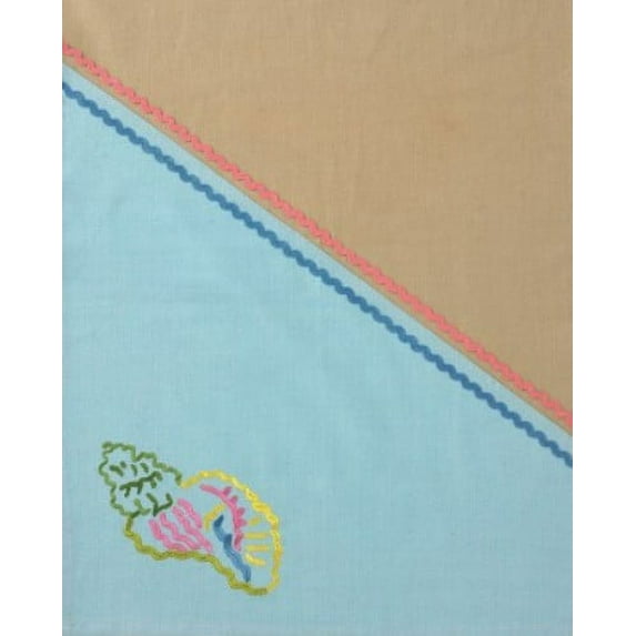 Conch Shell on the Shore Embroidered Cotton Kitchen Dish Towel