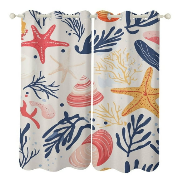 Conch Starfish Shell (62) Luxury Window Curtains Blinds for Living Room Kids Bedroom Bathroom Kicthen Door Home Decor 2 Panels