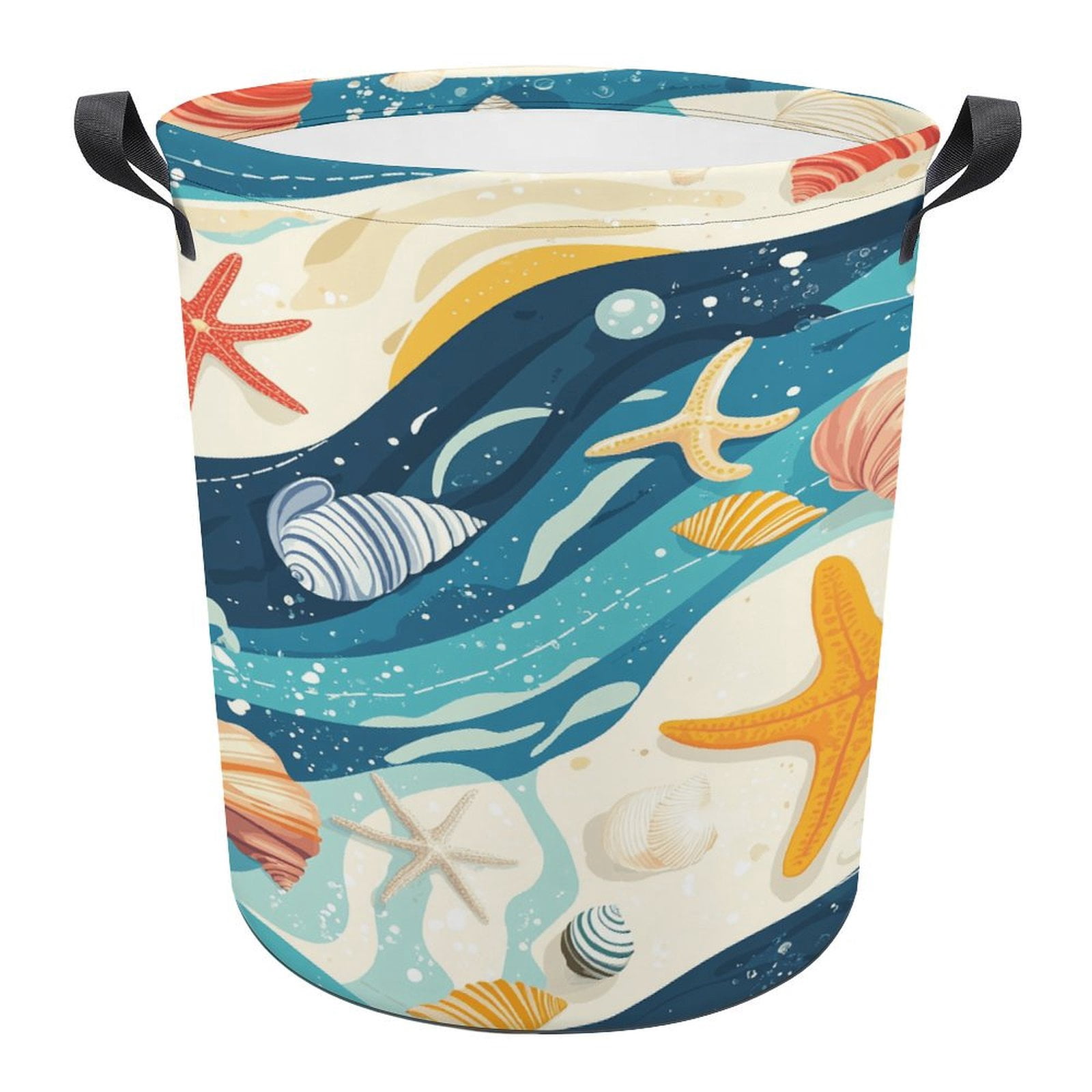 Clothes Mobile Shell Conch Starfish Shell (8) Print Foldable Laundry Basket for Clothes ...