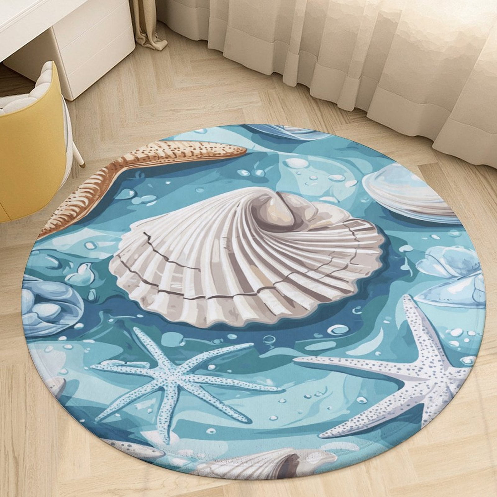 Conch Starfish Shell Round Area Rugs for Bedroom Living Room, 3FT Soft ...