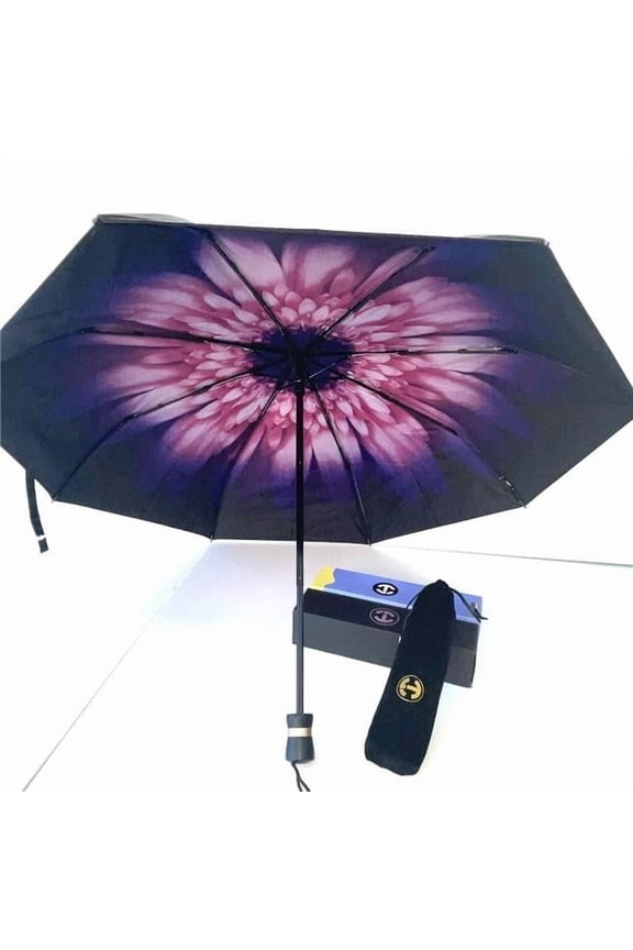 60018 Conch Umbrellas purple LOTUS flower Prints 3 folding umbrella