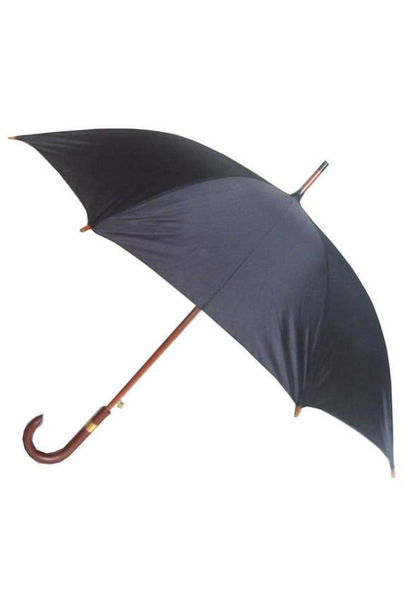 41002 Conch 2 Wooden medium stick umbrella. Auto open wooden shaft, handle and tips. pongee fabric opens to 468' arch.