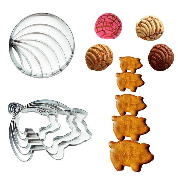 Concha Cutter Bread Mold 4.1in with 5pc Pig Cookie Cutter By Cortador De Conchas De Pan Mexicano Concha Stamp Mexican Bread Concha Mold Moldes Para Marcador De Conchas
