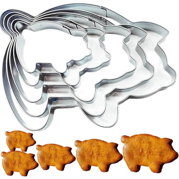 Concha Cutter Mexican Bread Mold: Stainless Steel Cookie Molds with 5 Sizes Pig Cookie Cutter, Concha Stamp Mold, Puerquito Cookie Cutters for Baking (5 Pig Cookie Cutter)