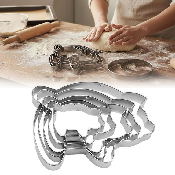 Concha & Pig Cookie Cutter Set - Mexican Bread & Concha Stamp for Perfect Conchas - Includes Donut Biscuit Cutters Variety Pack Baking Supplies Kitchen Appliances(Pig Molds 5Pcs)